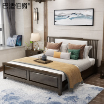 New Chinese solid wood bed 1 5m large bed bedroom modern minimalist furniture 1 8m white wax wood villa soft by double bed