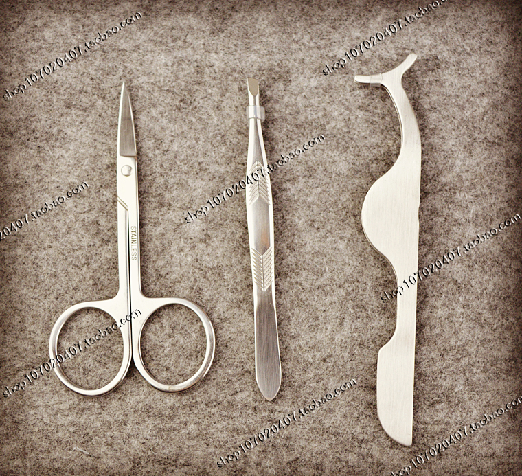 Chất lượng tốt Công cụ đeo lông mi giả Kéo + nhíp đầu xiên + đeo kẹp mi giả - Các công cụ làm đẹp khác dán mí