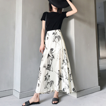 Light cloth summer high skirt to ankle skirt Beach skirt Female skirt Chiffon two-piece set