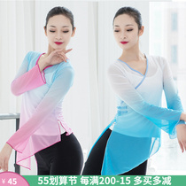 New Chinese classical dance trumpeter sleeve gradient color body rhyme dance dress body art kungfu blouse women
