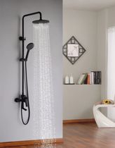 Matte black shower set Nordic home bathroom full copper shower