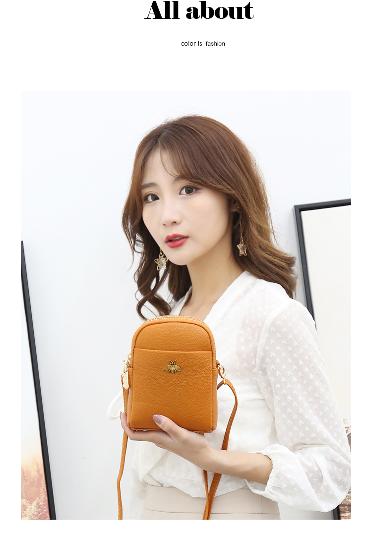Màn hình lớn điện thoại di động túi xách nữ đôi dây kéo túi mini crossbody 2019 net màu đỏ Hàn Quốc của túi đeo vai có gói lỗ tai nghe - Túi điện thoại túi đeo chéo mlb