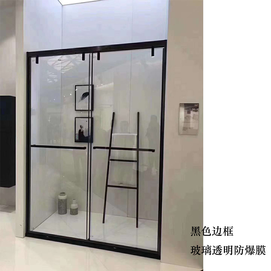 Shower room one-shaped tempered glass partition 304 stainless steel bathroom mobile door