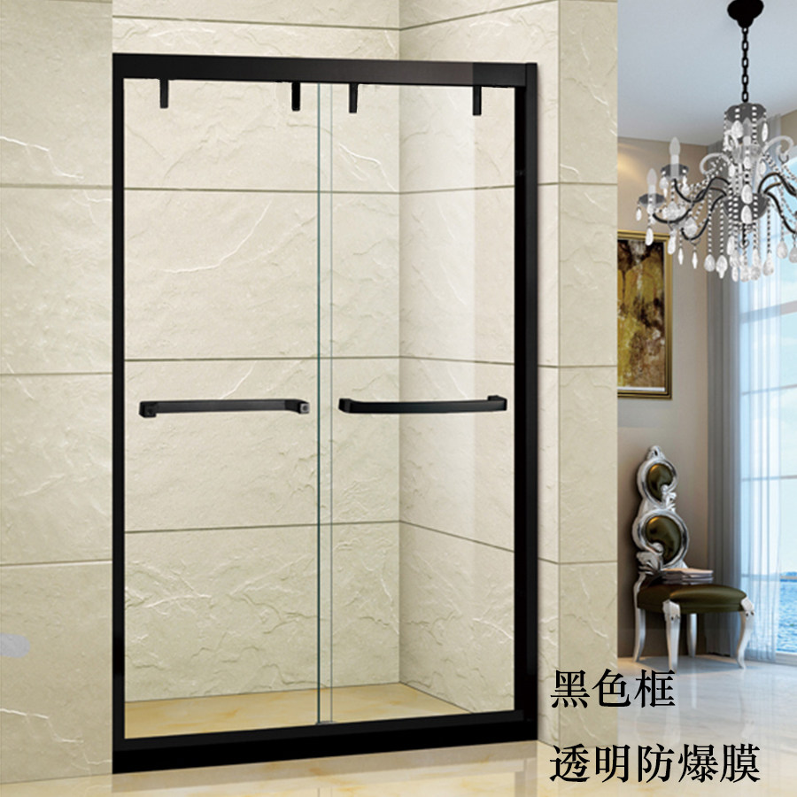 Custom shower room one-shaped tempered glass partition 304 stainless steel bathroom mobile door bathroom door