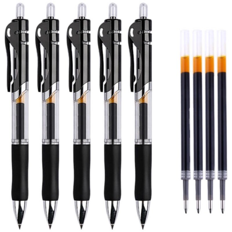 Press-in-motion pen 0-5mm refill pens Pen Meeting Pen Black Red Blue Students Learn Office Supplies