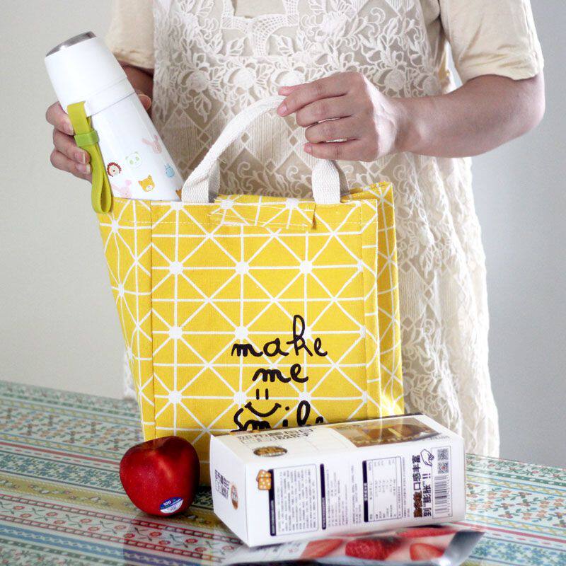 ins insulated aluminum foil handbag large number thickened canvas waterproof lunchbox woman cute to work with lunch box