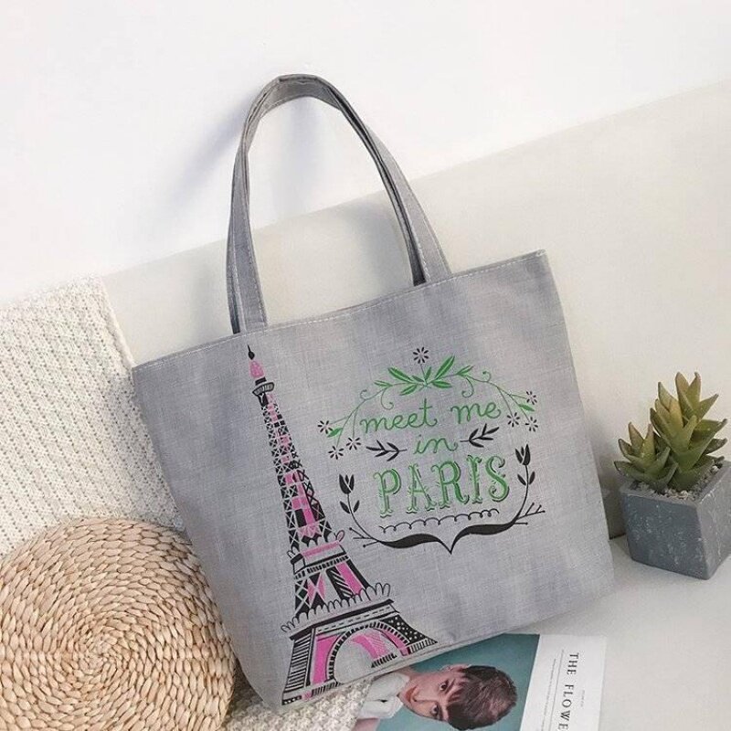 New Zipper Tote Large Bag Shopping Bag Ladies Eco Coated Canvas Bag Large Capacity Shoulder Tote Bag