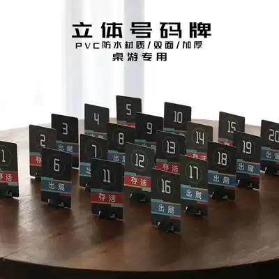 Werewolf board game card kill vertical number plate Waterproof PVC frosted double-sided survival card No 1-20 A total of 20 sheets
