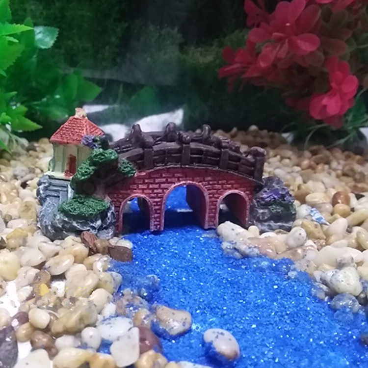 Small bridge flowing water ecological fish tank aquarium landscaping small bridge ceramic resin boutique decoration crafts even arch bridge
