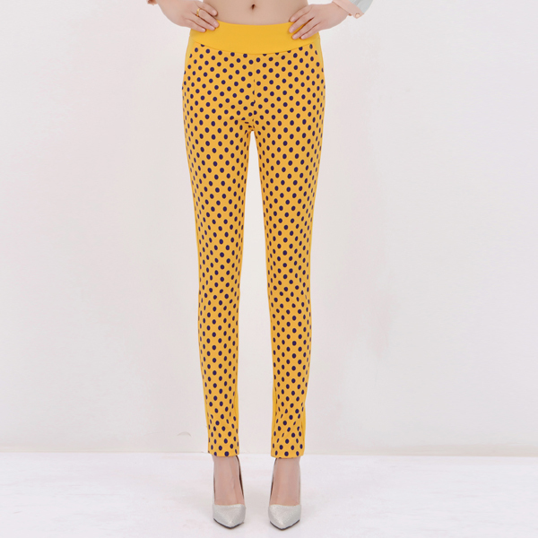 Spring and Summer Women's Nine-Point Pants, Polka Dot Pants, Thin Black and White Dot Pants, Pencil Pants, Slim Fit, Outerwear Leggings, Comfortable