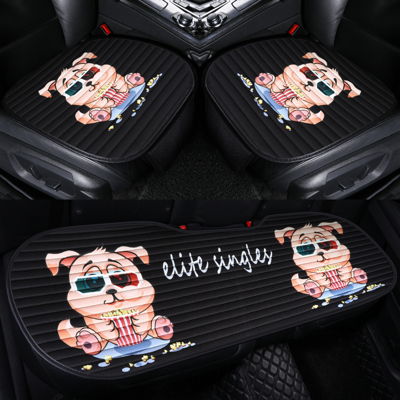 Summer car seat cushion without backrest three-piece set non-slip free binding single piece four seasons general linen cartoon car seat cushion