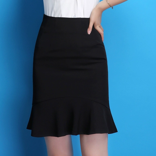 Демисезонная длинная юбка, с акцентом на бедрах, рыбий хвост, 2020, средней длины