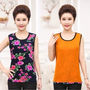 Phụ nữ trung niên cộng với áo nhung cotton dày in vest ấm áp vai mẹ nhẹ bên trong mặc vest thoải mái