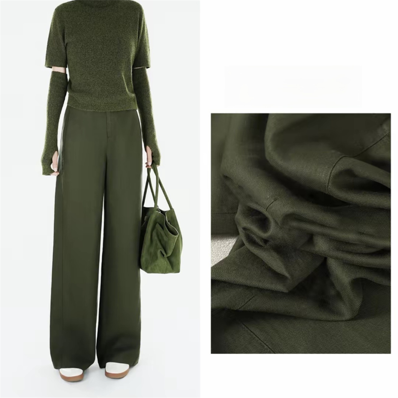 Narrow Wide-Leg Pants for Women 2026 Summer New Style Tencel Linen Blend Straight-Leg Suit Pants Slimming Drape Long Trousers