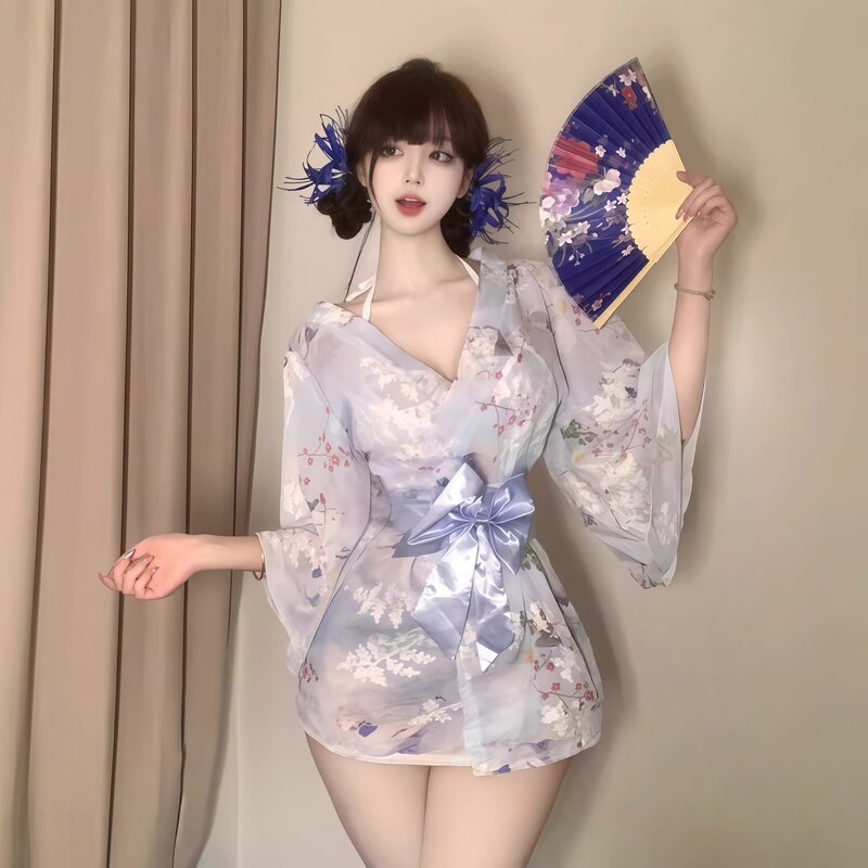 Date Outfit No Need to Take Off, Sweet Cherry Blossom Kimono, Pure Desire Nightgown, Japanese Chiffon Bathrobe, Thin Private Room Pajamas for Women