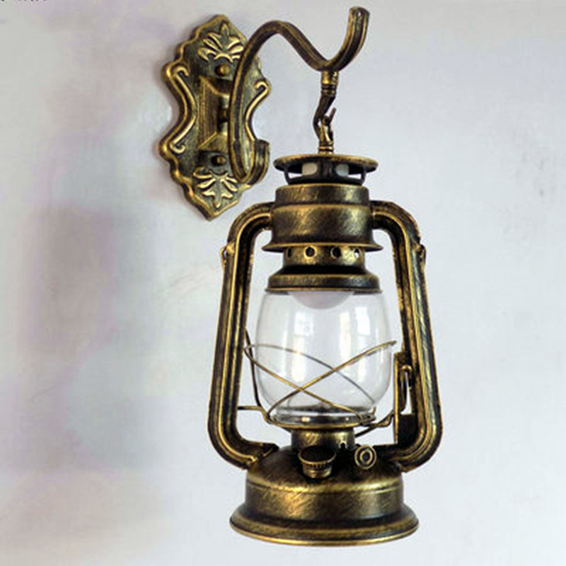 Retro Retro European antique Wrought iron kerosene lamp Wall lamp Living room Farm bar Aisle Corridor Balcony lamp