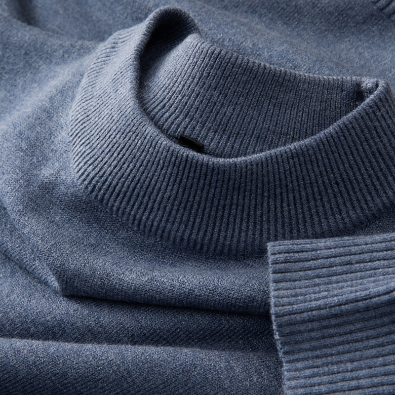 [Anti-Pilling] Half-Turtleneck Sweater for Men, New Spring and Autumn Style, Warm Solid Color Fleece-Lined Knit Base Shirt, Large Size