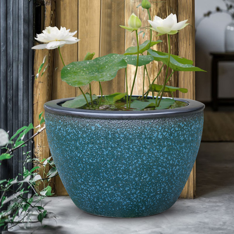 Extra-Large Water Tank for Growing Water Lilies, Bowl Lotus, and Lotus Flowers; Large Jingdezhen Ceramic Flower Pot for Outdoor Planting of Money Trees Extra-Large Water Tank for Growing Water Lilies, Bowl Lotus, and Lotus Flowers; Large Jingdezhen Ceramic Flower Pot for Outdoor Planting of Money Trees