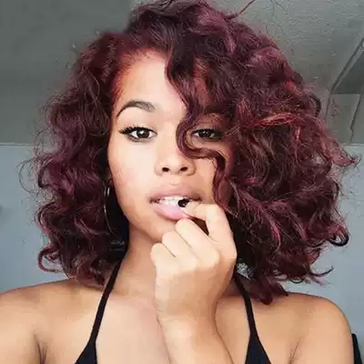 wine red wigSynthetic afro curly Hair wigs wine curly Hair wigs headgear