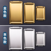 304 stainless steel Korean barbecue plate rectangular barbecue plate hot pot preparation plate flat bottom tray with ears square plate