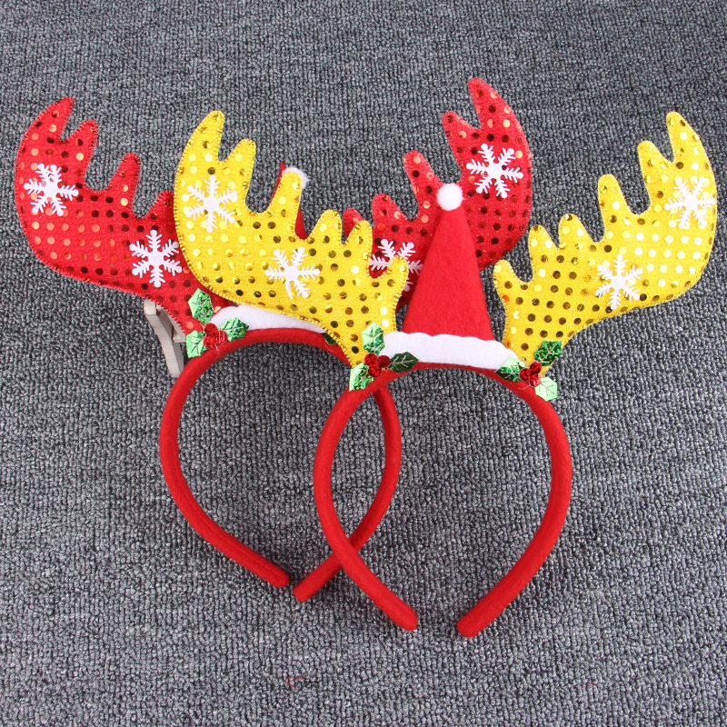 Christmas plush headdress adult small antler hairpin children snowman elk hair accessories cute santa headband