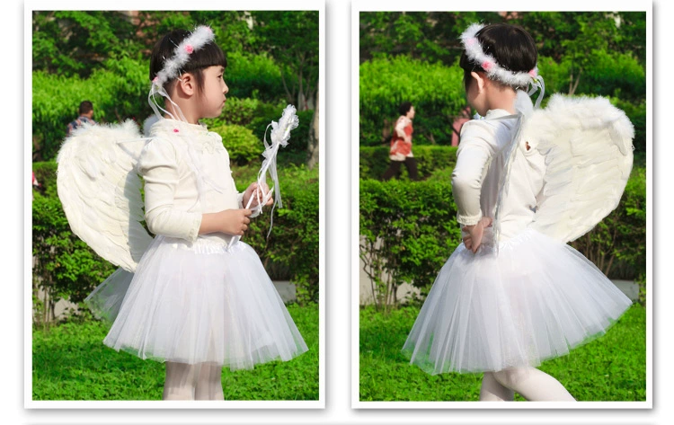Giáng sinh cho trẻ em Sân khấu biểu diễn Angel Wings Đạo cụ White Pink Feather Wings - Sản phẩm Đảng / Magic / Hiệu suất