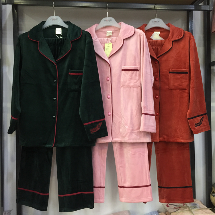 Sifuma mùa thu và mùa đông đảo cashmere nút dày màu đồ ngủ nữ 9041 màu rắn có thể được mặc bên ngoài phù hợp với dịch vụ nhà bộ lụa mặc nhà
