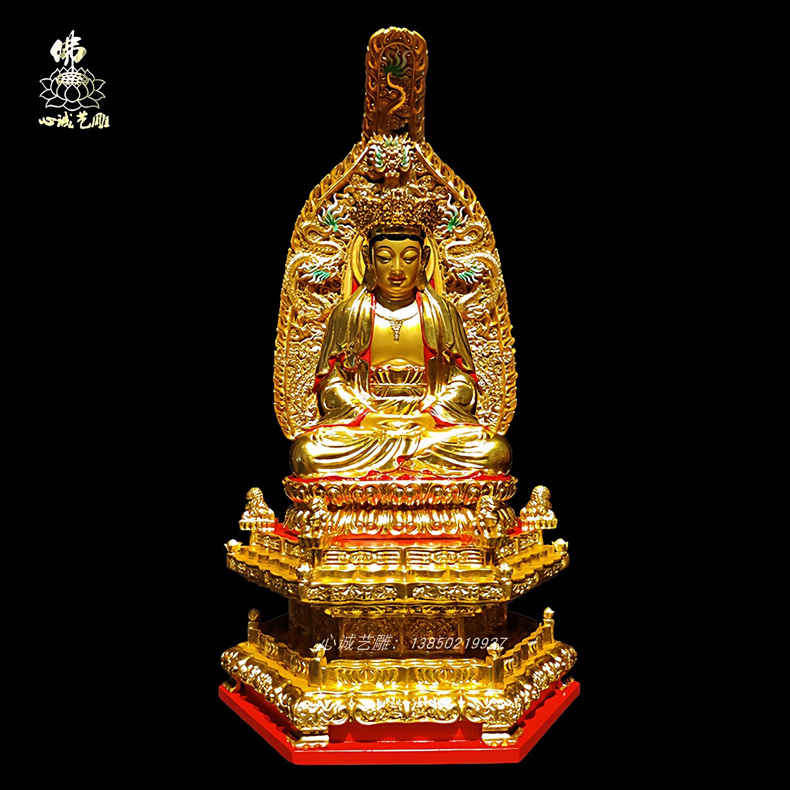 木雕孔雀明王佛像佛母大孔雀明王佛母护世金刚神像寺庙摆件定制-淘宝
