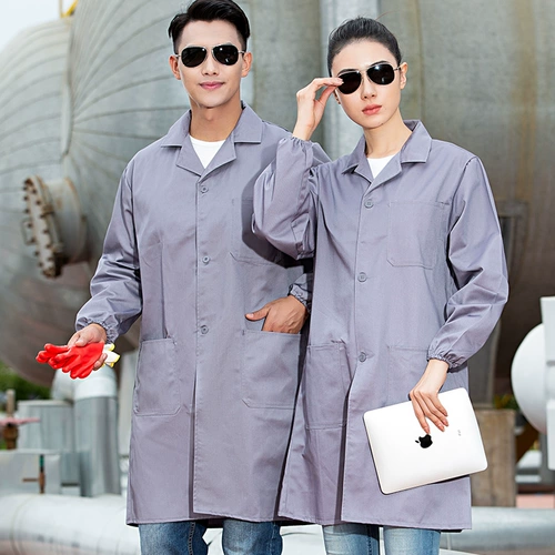 Осенний демисезонный длинный износостойкий белый халат, коробочка для хранения для работы, увеличенная толщина