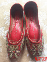 Nepal padded 2015 national wind hand rust Pakistan India embroidered handmade cowhide womens shoes