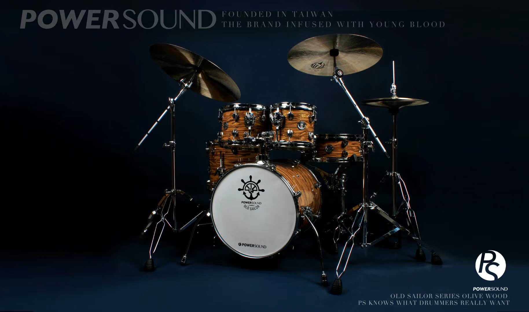 Taiwan PowerSound Small Sailor Small size drum set Jazz drum set Drum Portable five drums