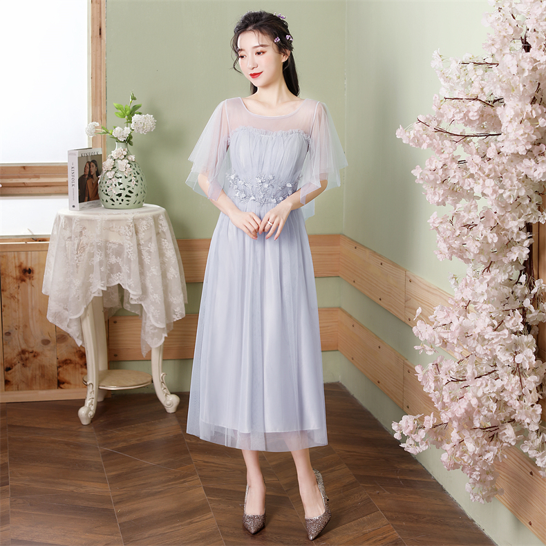  Increase (130--150 catties) spot+Gray mid -length fluttering shoulder sleeves  
