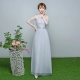 Trang phục phù dâu hợp xướng trang phục phụ nữ váy dài nhóm chị em quần áo dài màu xám dài tay phù dâu váy hợp xướng