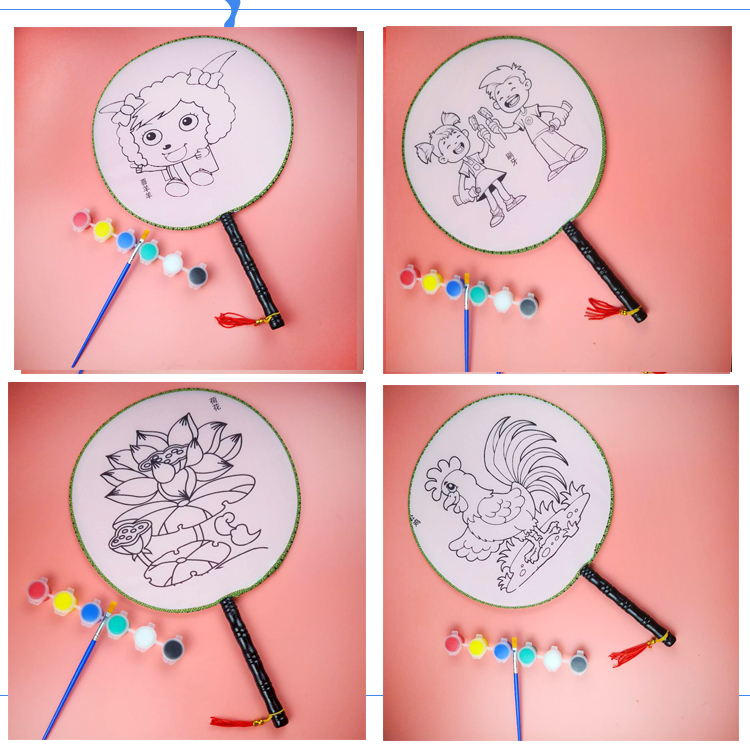 Trẻ em DIY trống graffiti fan mẫu giáo handmade vật liệu sáng tạo gói công viên gian hàng sơn màu