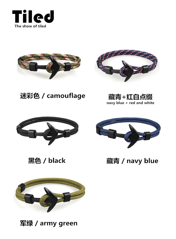 Ins gió thời trang đơn giản làm bằng tay neo neo đen cướp biển neo bện dây thừng thủy triều thương hiệu sinh viên cặp đôi - Vòng đeo tay Clasp vòng tay