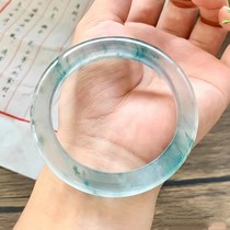 Ice type floating flower jadeite bracelet in the year of birth Myanmar natural Tianshan jade glass type floating blue flower round jadeite jade bracelet