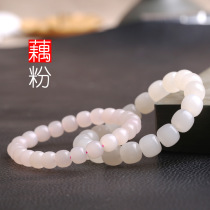 The present year Qingnian jade and field jade bracelet male and female old type pearl hand string Qinghai material lotus root poudre old-façonné pearl jade