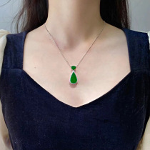 Natural Burmese Ice Jade Water Drop Pendant 18K Gold Inlaid Jade Pendant Yang Green Peaceful Buddha Public Item