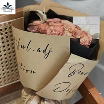 Milan Ins Wind Hand Painted English Newspaper Flowers Wrapping Paper Thickened Retro Kraft Paper Rose Bouquet Wrap paper