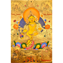 Thangka Tibetan hand-painted Nepal handmade lotus Master Huang God of wealth Living room hanging painting Town house lucky painting