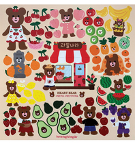 Spot) Korean Bear Life Series Stickers Style Gourmet Fruit Ocean Cupid