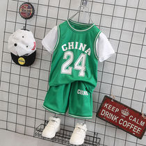 Boys summer clothes basketball clothes suit 2021 new short sleeve foreign air speed dry clothes Childrens summer sports Two sets of damp