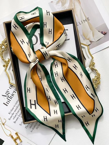 Шарф со скошенным ромбом, узкий и длинный женский шарф из искусственного шелка, модный декоративный шелковый шарф с заостренным углом, декоративная повязка на голову