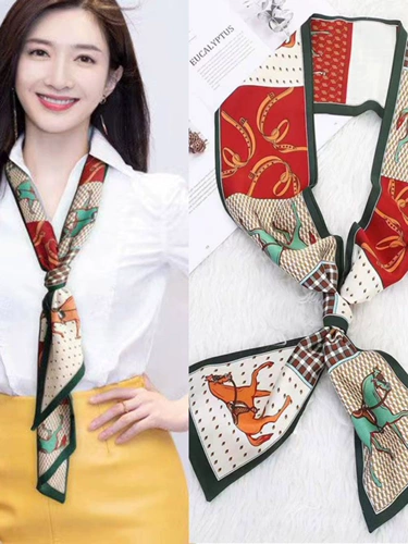 Шарф со скошенным ромбом, узкий и длинный женский шарф из искусственного шелка, модный декоративный шелковый шарф с заостренным углом, декоративная повязка на голову