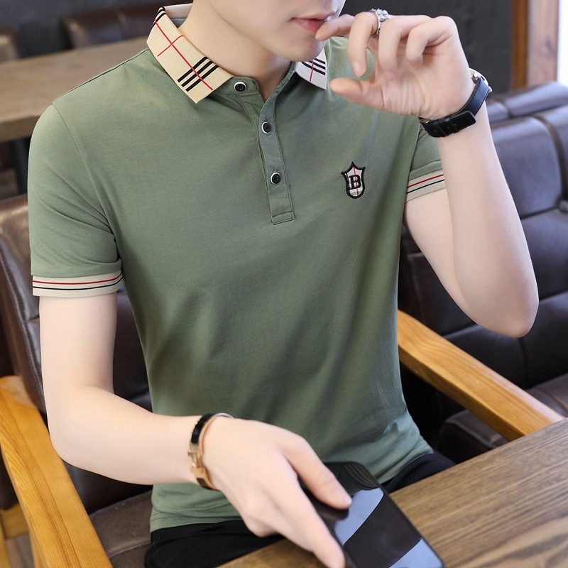 Men's short sleeve T-shirt 2022 new Summer Korean version Trend Body Pure Cotton Embroidery Turnover Lava Laurenma polo polo shirt man
