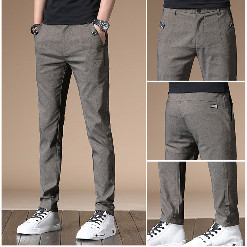 Casual Pants Men's Spring Summer New Small West Pants Pendant Feel in Korean version Trend 100 Lap Straight Cylinder Business Long Pants Man