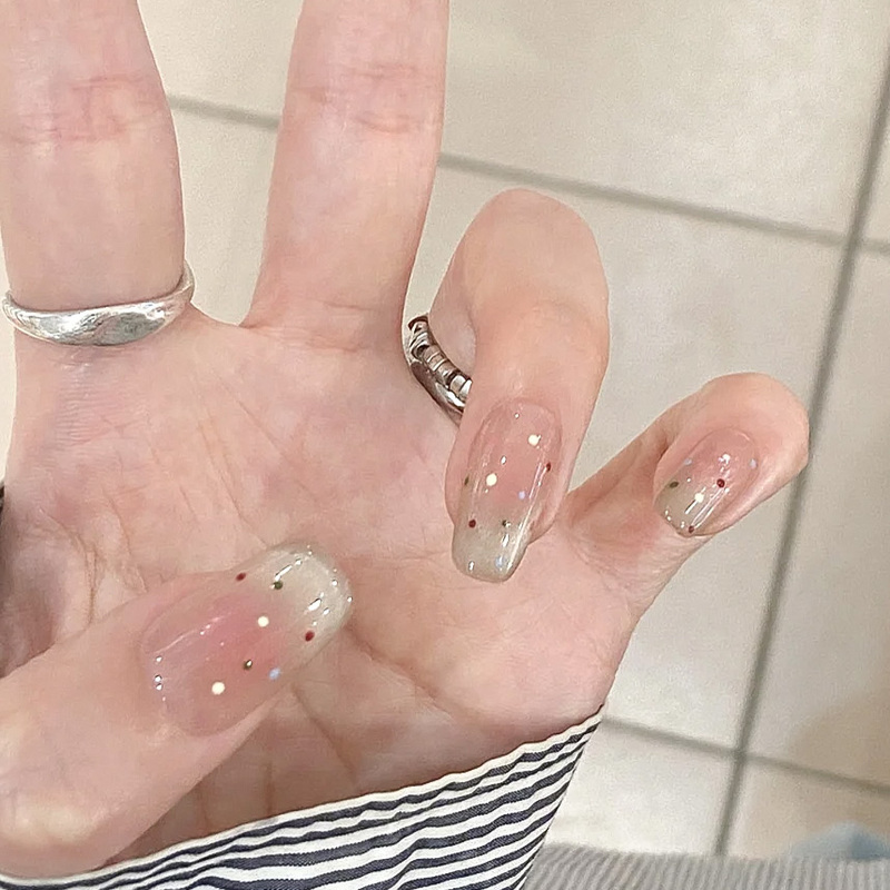 Handmade Wearable Nails Clear Blush Manicure 2023 New Nail Stickers Fake Nails Suitable for Pregnant Women