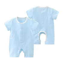 (Broken code clearance) baby clothes summer cotton gauze jumpsuit men and women baby pajamas thin ha clothes