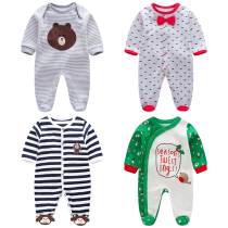 (Broken clearance) Foot jumpsuit baby spring and autumn pajamas long sleeve climbing clothes women Cotton out mens treasure