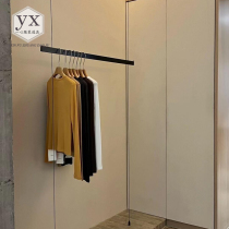 Clothing store wall display rack stainless steel black hanging clothes hanger steel wire ceiling shelf womens clothing display rack